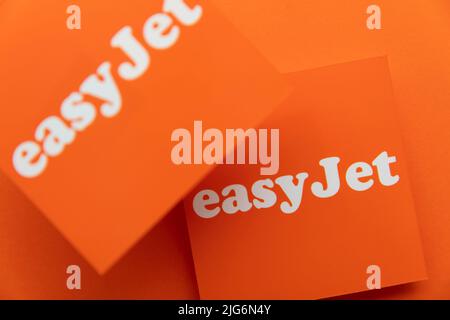 LONDON, UK - July 2022: Easy Jet airline company logo. Easy Jet are a British low cost airline Stock Photo