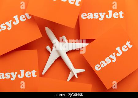 LONDON, UK - July 2022: Easy Jet airline company logo. Easy Jet are a British low cost airline Stock Photo