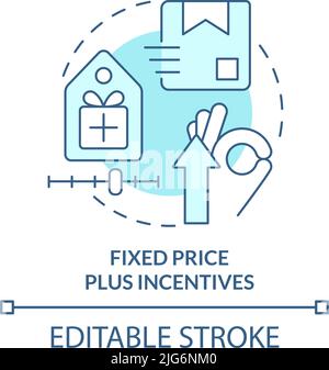Fixed price plus incentives turquoise concept icon Stock Vector
