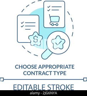 Choose appropriate contract type turquoise concept icon Stock Vector