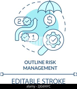 Outline risk management turquoise concept icon Stock Vector