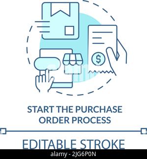 Start purchase order process turquoise concept icon Stock Vector