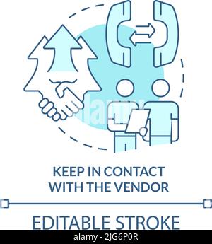 Keep in contact with vendor turquoise concept icon Stock Vector