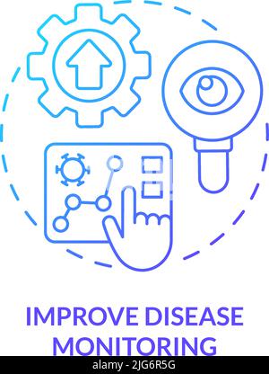 Improve disease monitoring blue gradient concept icon Stock Vector
