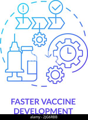 Faster vaccine development blue gradient concept icon Stock Vector