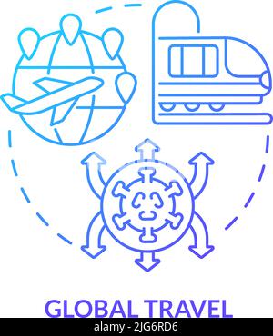 Global travel blue gradient concept icon Stock Vector