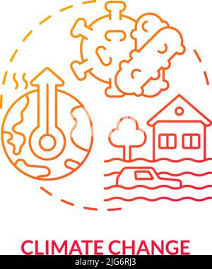Climate change red gradient concept icon Stock Vector