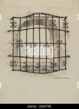 Iron Grille at Window: Restoration Drawing, c. 1936. Stock Photo