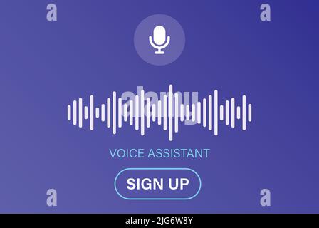 Personal voice assistant icon in flat style. Audio soundwave vector illustration on isolated background. Audio recognition sign business concept. Stock Vector