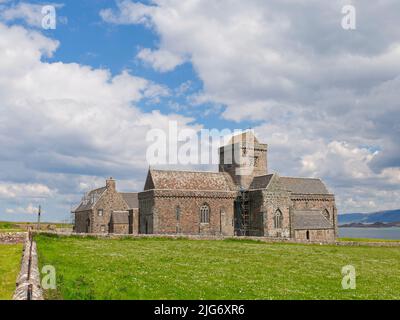 Iona Abbey from the south, Isle of Iona, Inner Hebrides Stock Photo