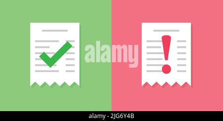 Approved payment icon in flat style. Paper receipt bill invoice vector illustration on isolated background. Verified notice sign business concept. Stock Vector