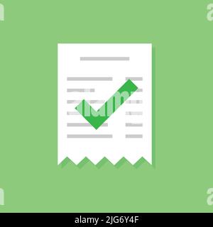 Approved payment icon in flat style. Paper receipt bill invoice vector illustration on isolated background. Verified notice sign business concept. Stock Vector