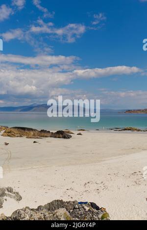 White sandy beach in north Iona Island, Inner Hebrides Stock Photo