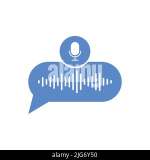 Voice message bubble icon in flat style. Chat soundwave vector illustration on isolated background. Audio sign business concept. Stock Vector