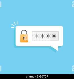Password protected icon in flat style. Authentication vector illustration on isolated background. Login verification sign business concept. Stock Vector