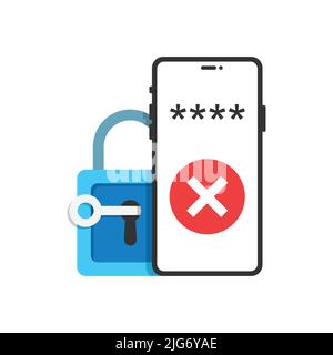 Password protection icon in flat style. Authentication vector illustration on isolated background. Login verification sign business concept. Stock Vector