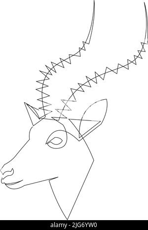 One line design silhouette of gazelle antelope. Hand drawn single continuous line minimalism style. Vector illustration Stock Vector