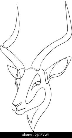 One line antelope design silhouette. Hand drawn minimalism style vector illustration. Stock Vector