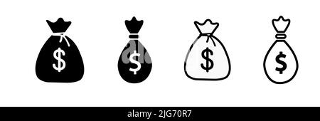 Money Bag Icon vector sign isolated for graphic and web design. Money Bag symbol template color editable on white background. Stock Vector