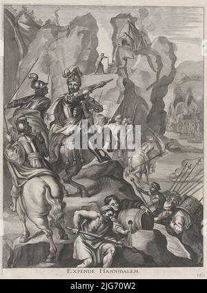 Plate 15: Ferdinand as Hannibal crossing the Alps; from Guillielmus Becanus's 'Serenissimi Principis Ferdinandi, Hispaniarum Infantis...', 1636. Stock Photo