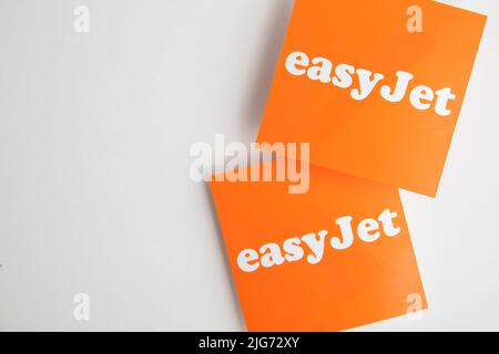 LONDON, UK - July 2022: Easy Jet airline company logo. Easy Jet are a British low cost airline Stock Photo