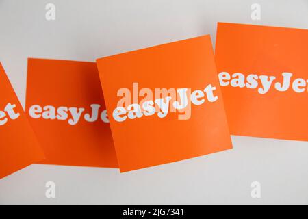 LONDON, UK - July 2022: Easy Jet airline company logo. Easy Jet are a British low cost airline Stock Photo