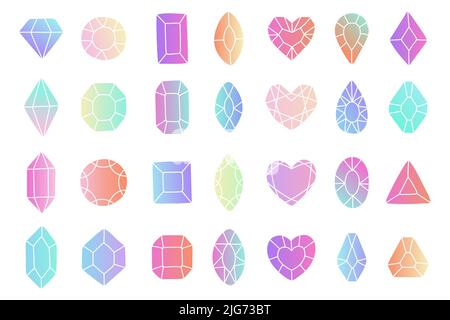 Diamond gems set gradient vector isolated on white Stock Vector