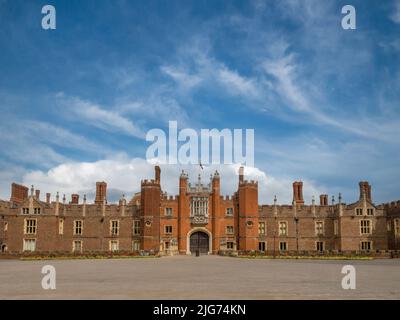 Great Gatehouse, the main entrance to Hampton Court Palace, London. UK Stock Photo