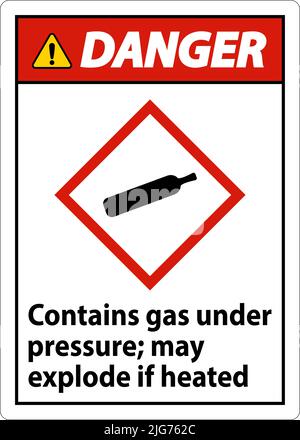 Danger Contains Gas Under Pressure GHS Sign On White Background Stock Vector