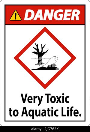 Danger Very Toxic To Aquatic Life Sign On White Background Stock Vector