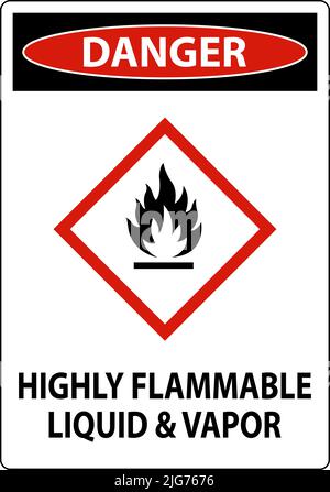 Danger Highly Flammable Liquid and Vapor GHS Sign Stock Vector Image ...