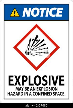 Notice Explosive GHS Sign On White Background Stock Vector