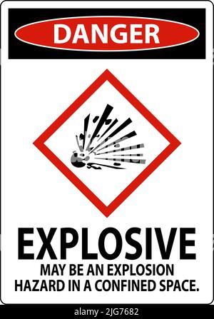 Danger Explosive GHS Sign On White Background Stock Vector