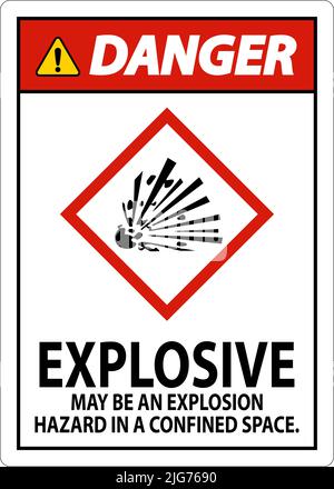 Danger Explosive GHS Sign On White Background Stock Vector