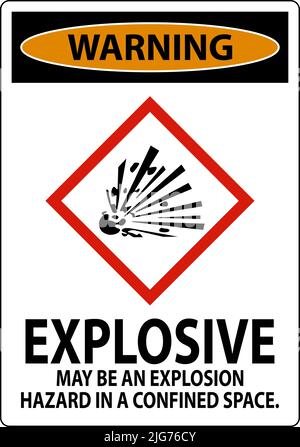 Warning Explosive GHS Sign On White Background Stock Vector