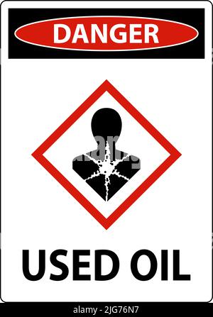 Danger Used Oil Sign On White Background Stock Vector