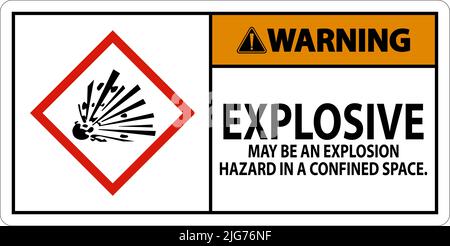Warning Explosive GHS Sign On White Background Stock Vector