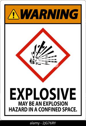 Warning Explosive GHS Sign On White Background Stock Vector