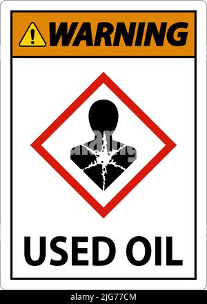 Warning Used Oil Sign On White Background Stock Vector