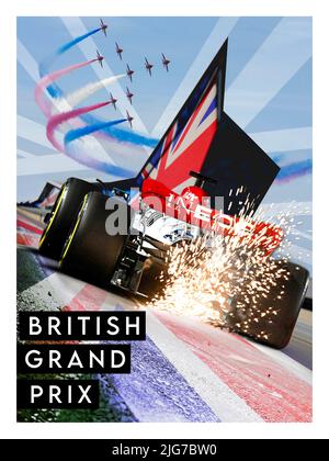 British F1 Grand Prix 2022 Race Poster Stock Photo