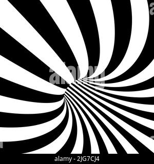 Black and white optical illusion. Abstract background, striped tunnel.Vector Stock Vector