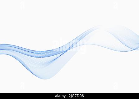 Vector blue color abstract wave design element with halftone effect. Stock Vector