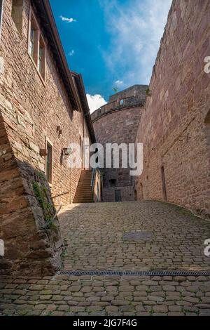 The way to the blown up tower in Heidelberg Castle. Baden Wuerttemberg, Germany, Europe Stock Photo