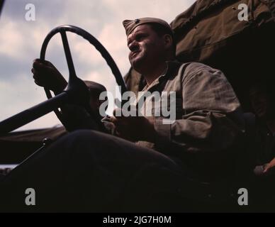 Driver of Marine truck at New River, N.C. Stock Photo