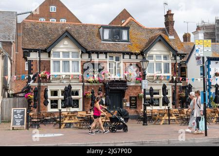 The Jolly Sailor pub on the seafront at Poole Quay, Poole, Dorset, England, UK Stock Photo