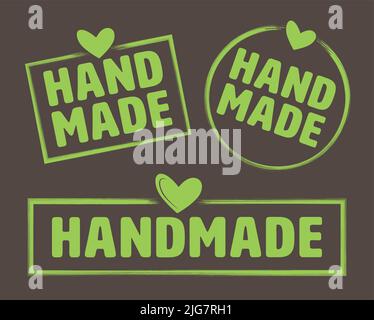 collection of HANDMADE labels, symbol for handmade products, vector illustration Stock Vector