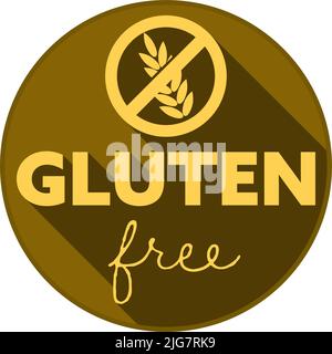 round GLUTEN FREE label or sign, vector illustration Stock Vector