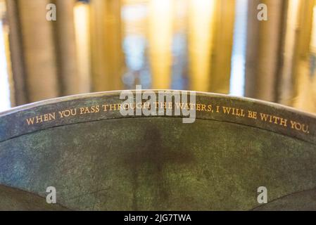 Contemporary large font in Salisbury Cathedral in England Stock Photo