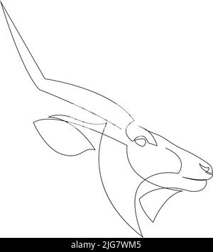 Continuous line drawing. Kudu antelope symbol. Logo of the Antelope. Vector illustration. Stock Vector