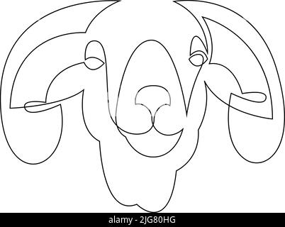 Rams abstract logo with black mono line goat head black logo icon designs vector illustration Stock Vector
